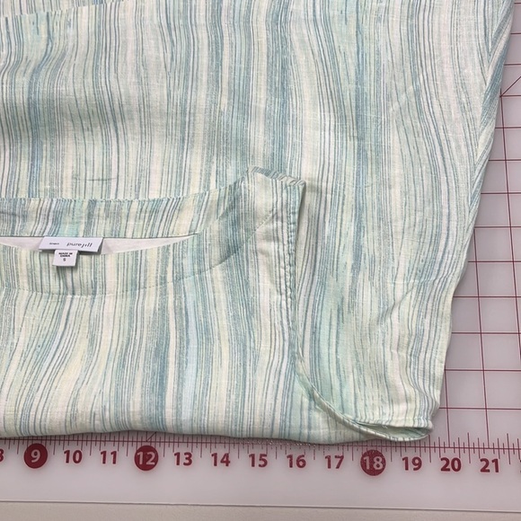 J. JILL Linen Pop Over Boatneck Sleeveless Shark Bite Overlay Mint/Blue Dress  S - Picture 10 of 11
